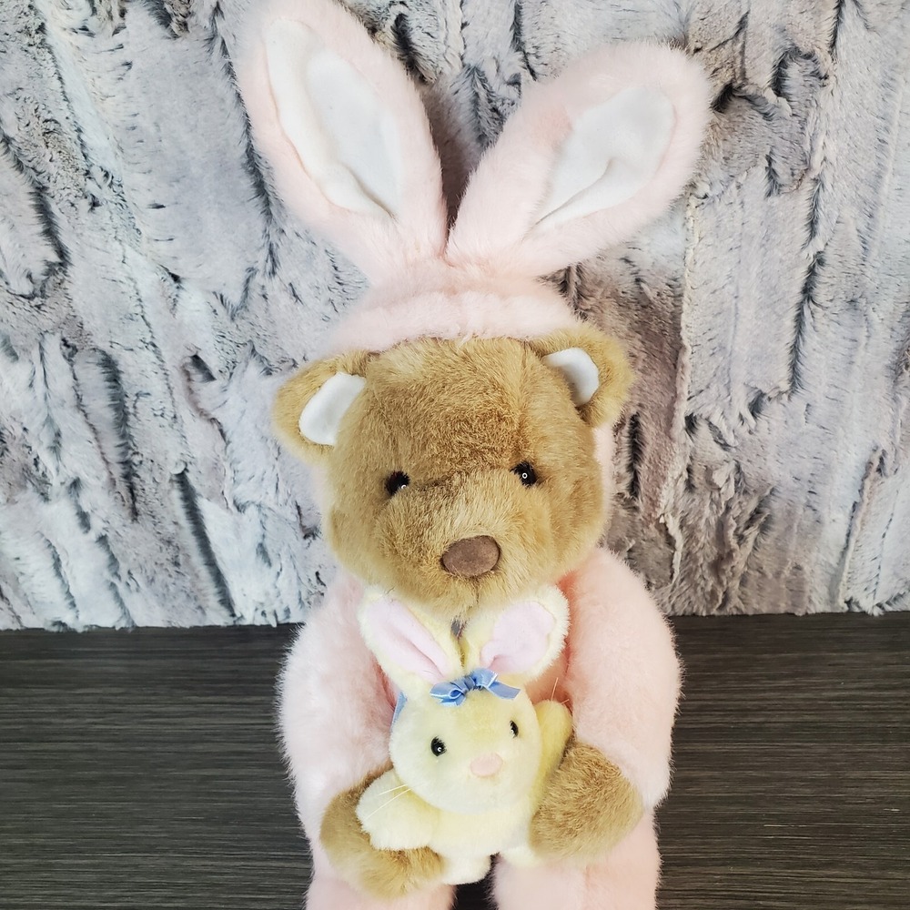 Plush Creations Teddy Bear In Pink Bunny Rabbit Outfit Stuffed‎ Animal  1994 Vtg